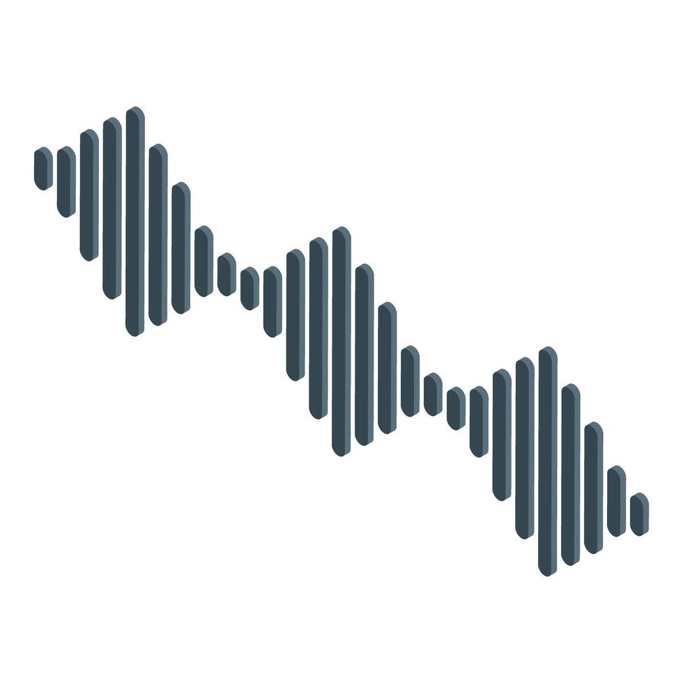 Isometric sound wave form showing audio frequency vector