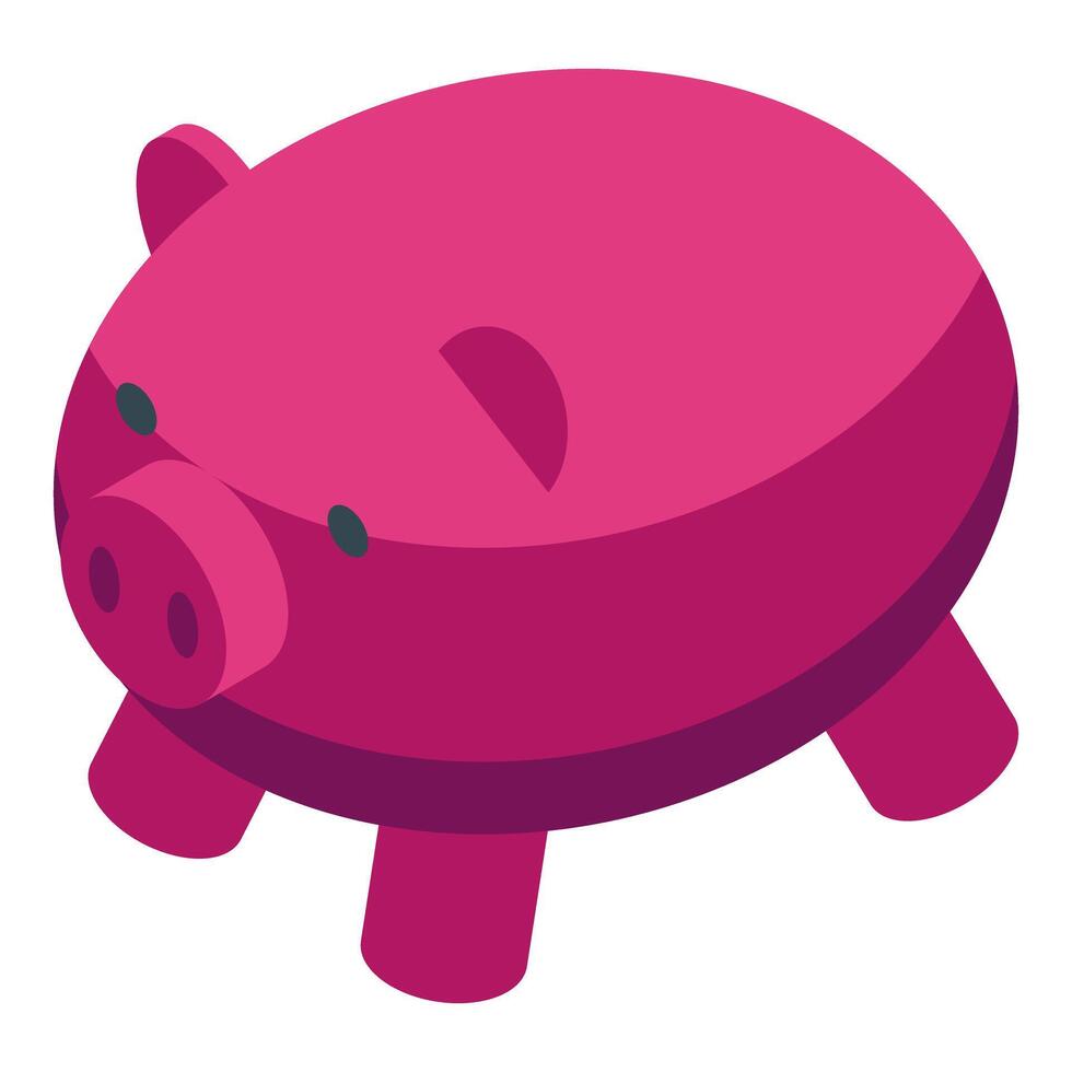 Pink piggy bank standing on white background vector