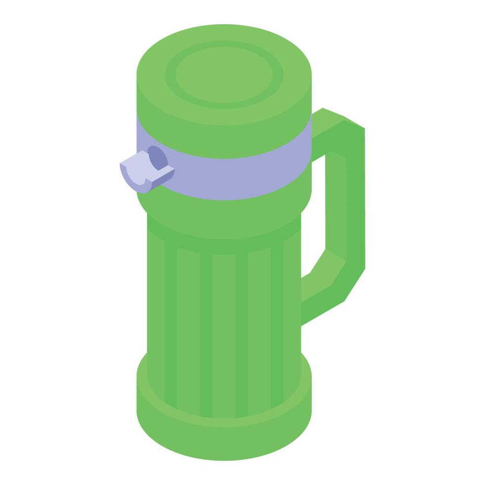 Green thermos keeping your drink warm or cold vector