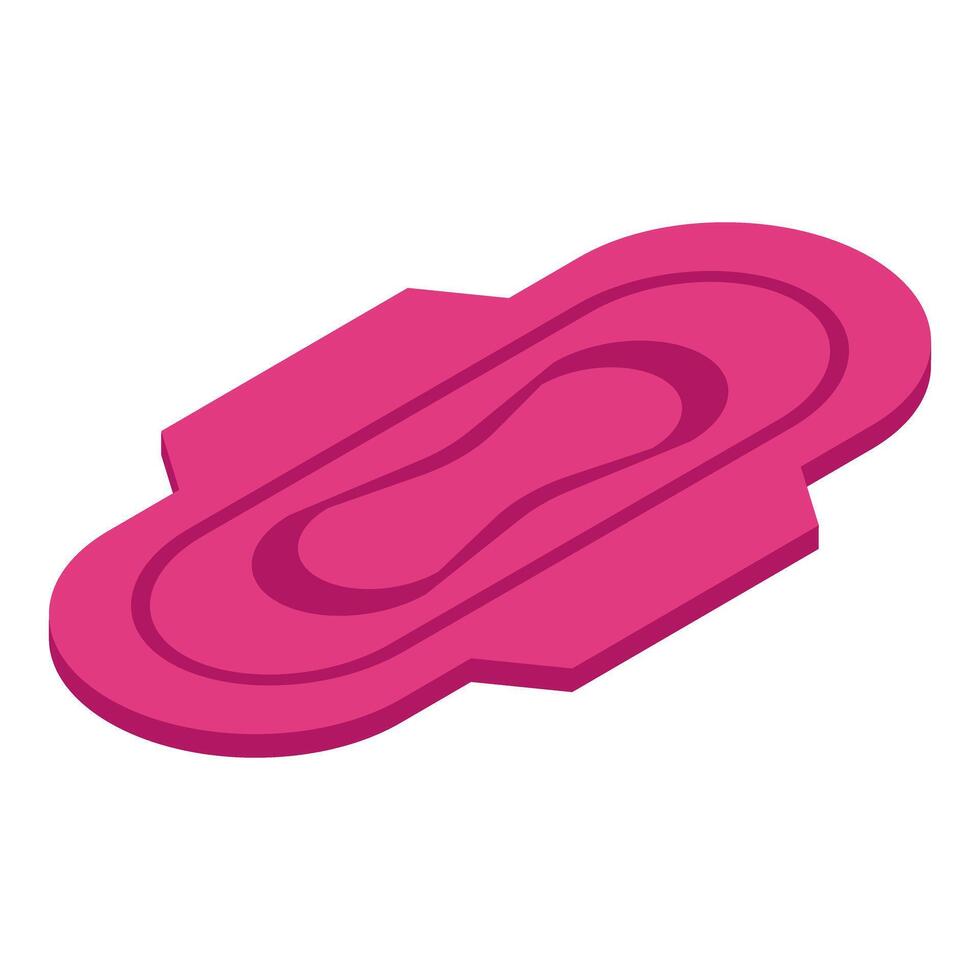 Pink sanitary pad lying in isometric view vector