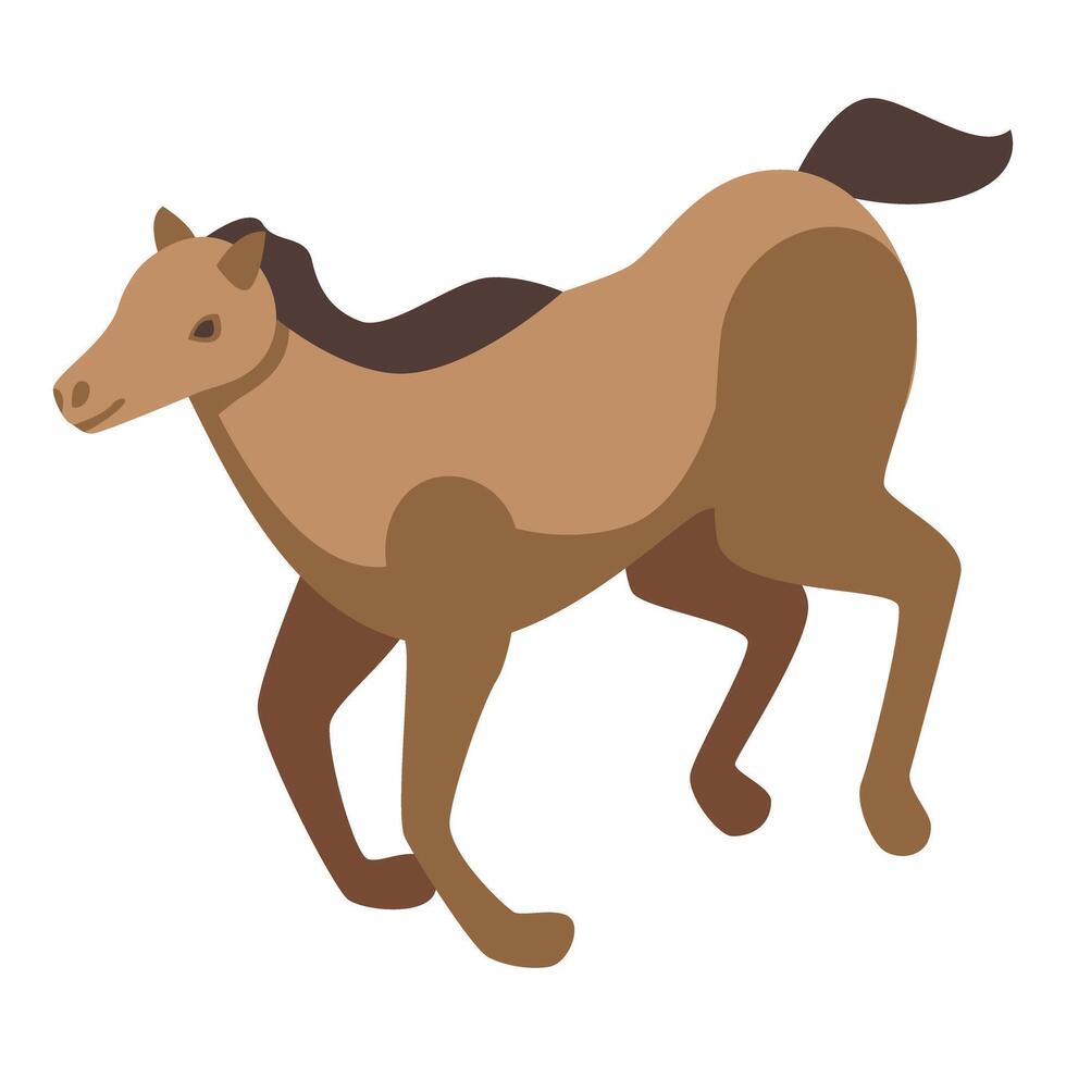 Brown horse running fast with flowing mane and tail vector