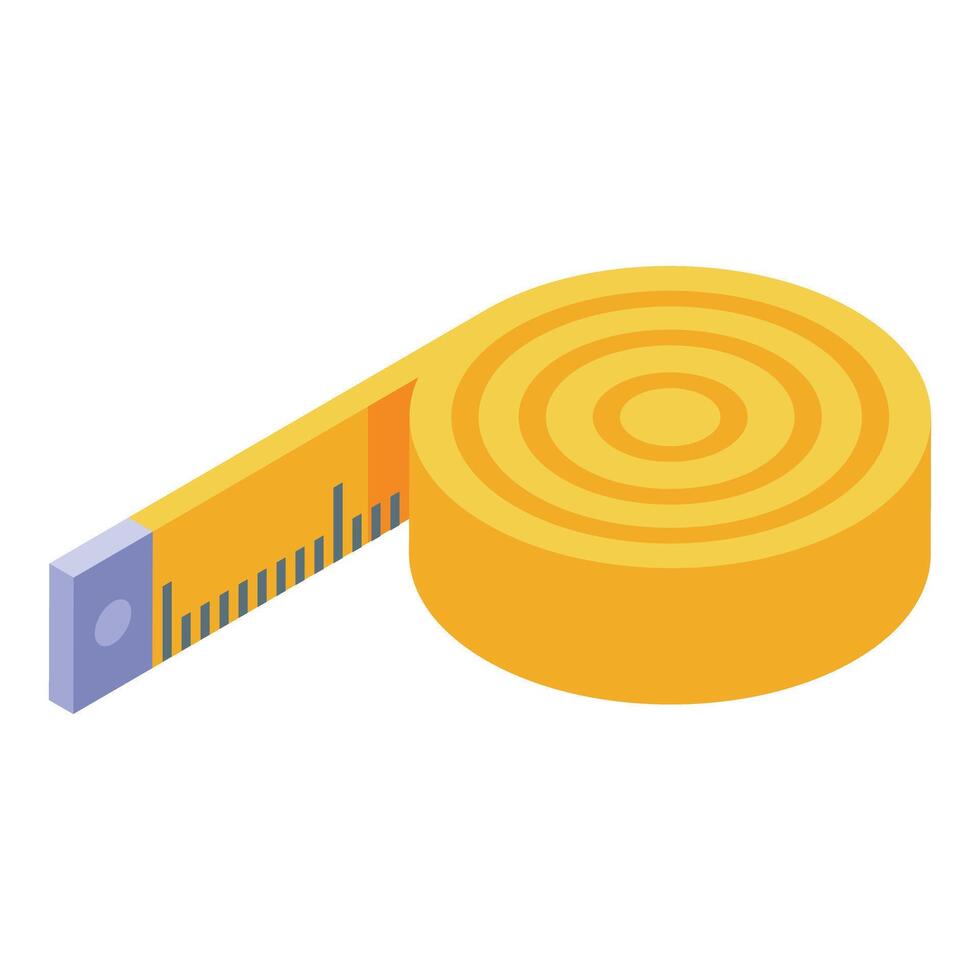 Yellow measuring tape showing centimeters isometric view vector