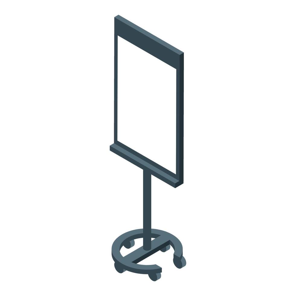 Blank whiteboard on wheels for business training isometric view vector