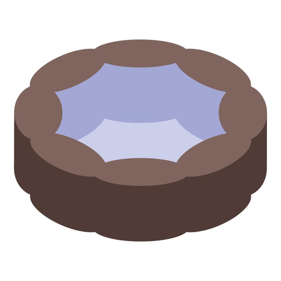 Inflatable pool with water lying on ground vector