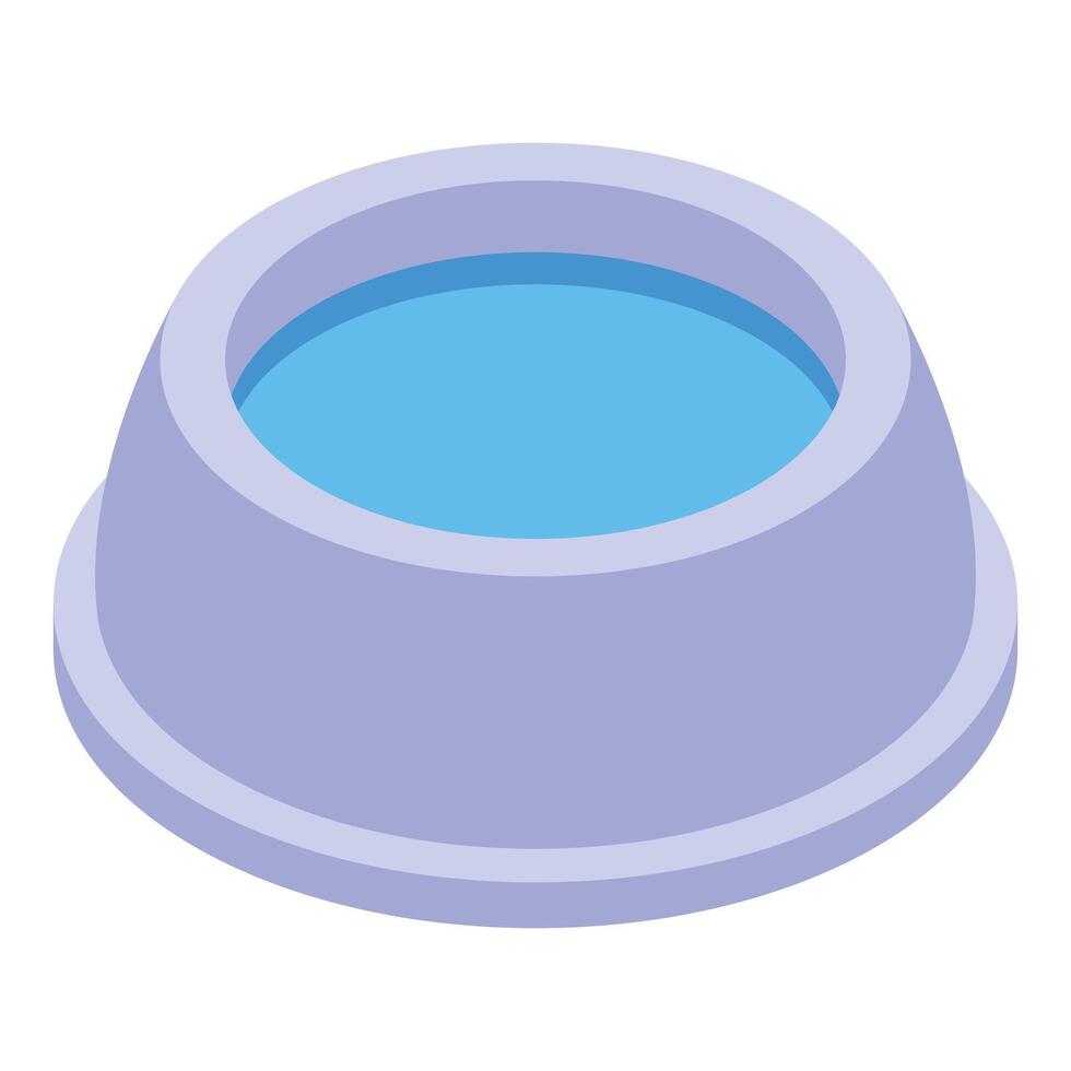 Full water bowl isometric view for pet hydration vector