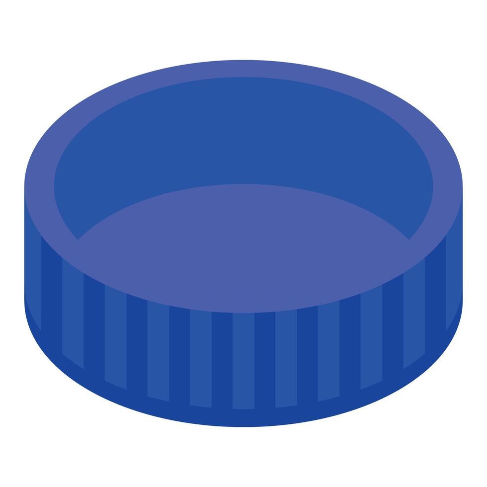 Blue empty round pool standing on ground isometric view vector