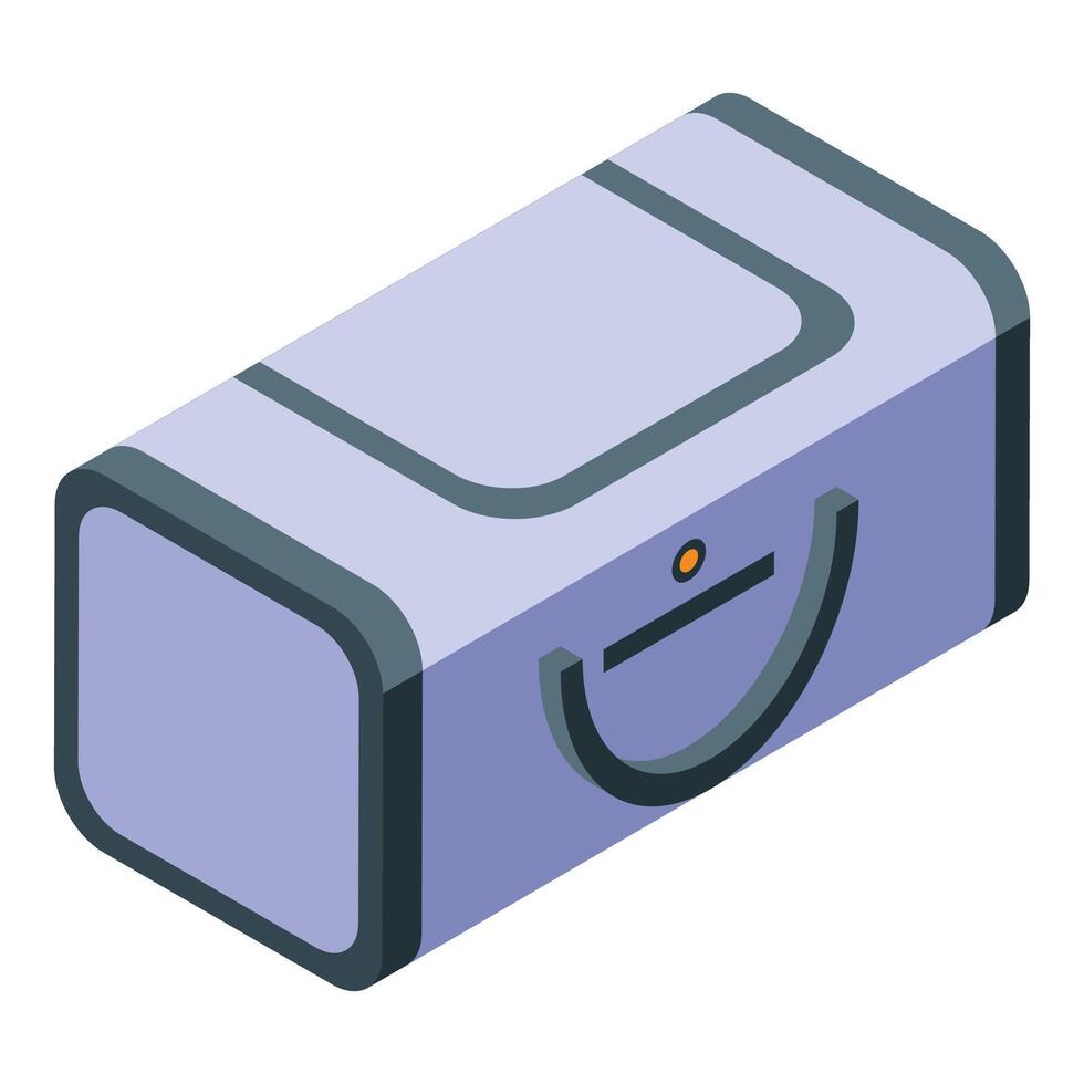 Modern suitcase for business trip standing on white background vector