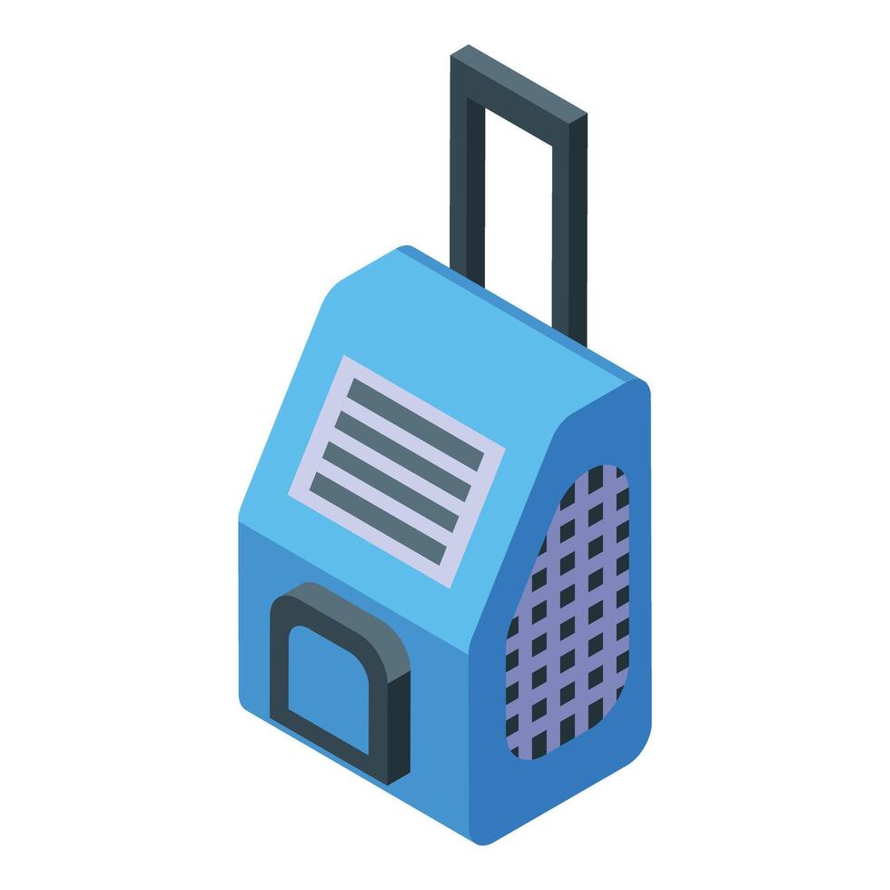 Pet carrier bag being wheeled around for travel vector