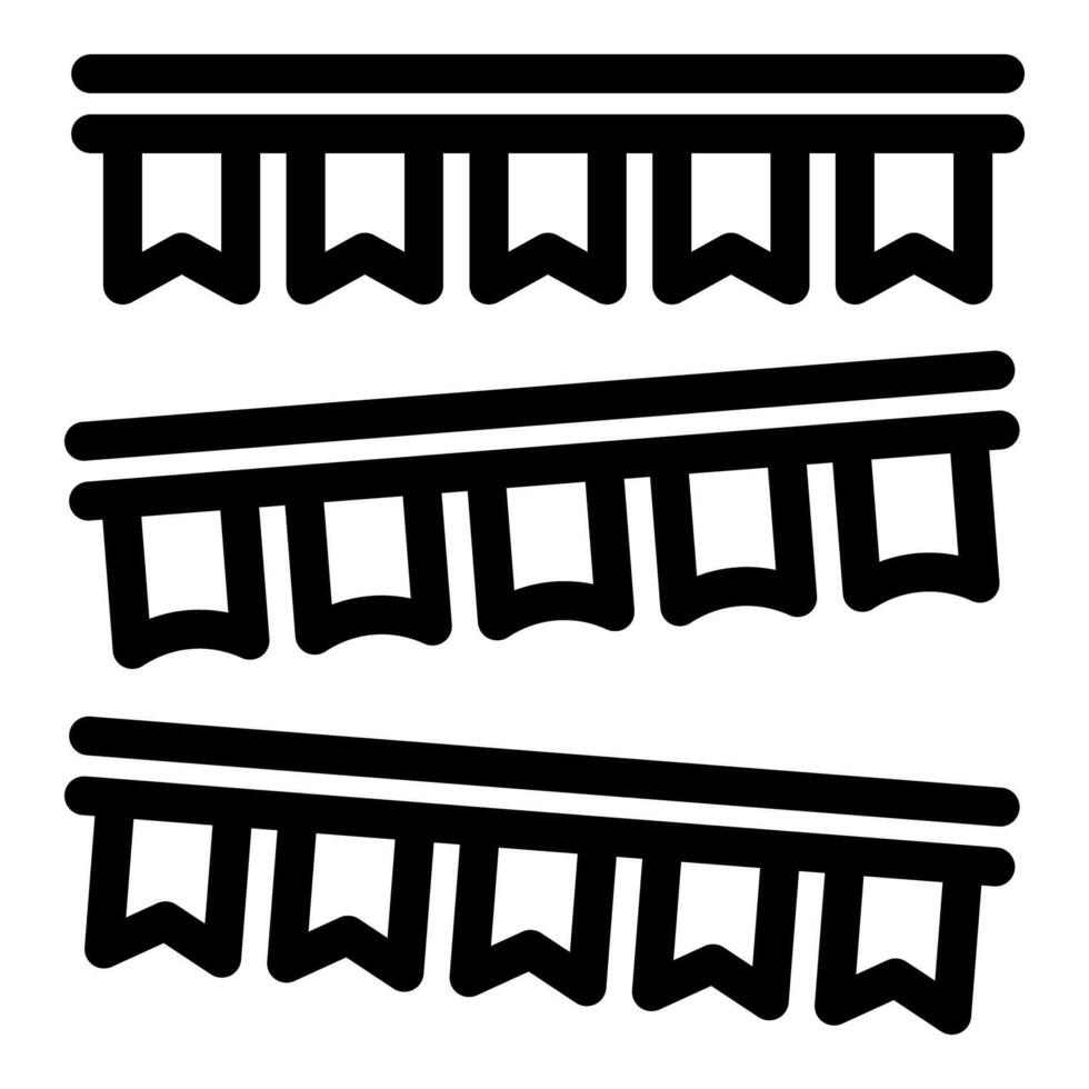 Three rows of black and white bunting flags hanging on a line for parties, festivals, and celebrations vector
