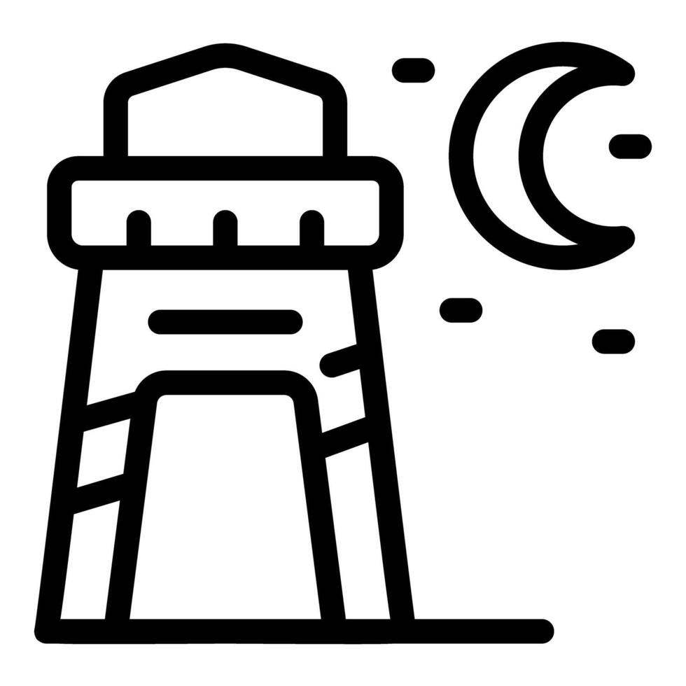 Lighthouse shining its light under the night sky vector