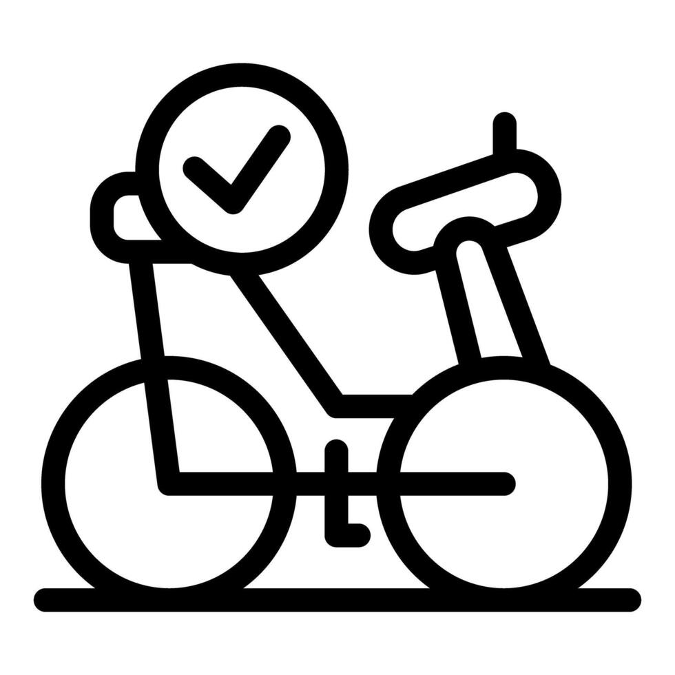 Bicycle sharing service with check mark icon showing availability vector