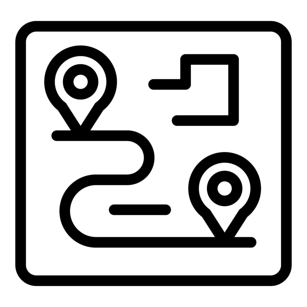 Route planning with location pins on a digital map interface vector