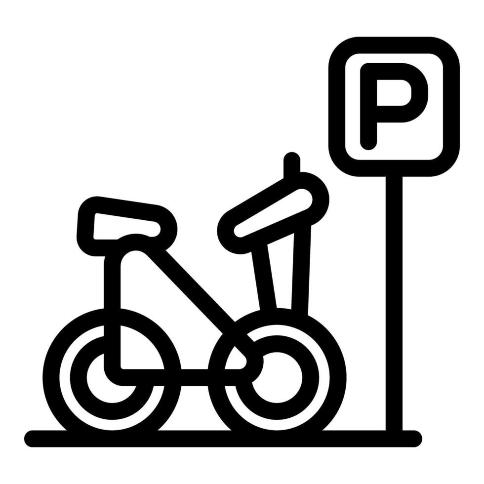 Simple bike parking icon with a bicycle below a parking sign vector