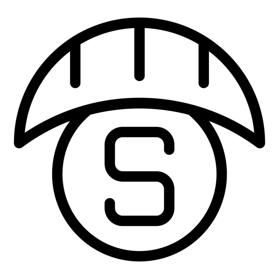 Black and white icon of a hand holding a coin showing the letter s for savings vector