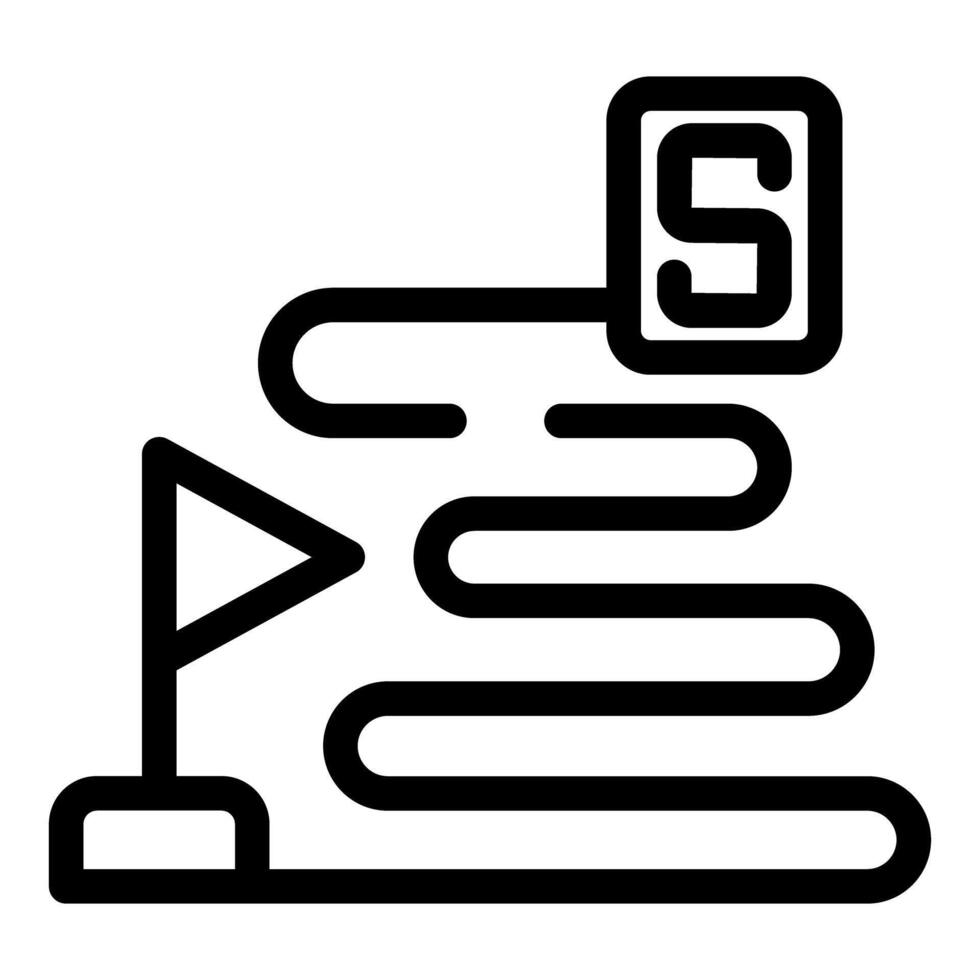 Winding road leading to success marked with flag and letter s symbol vector