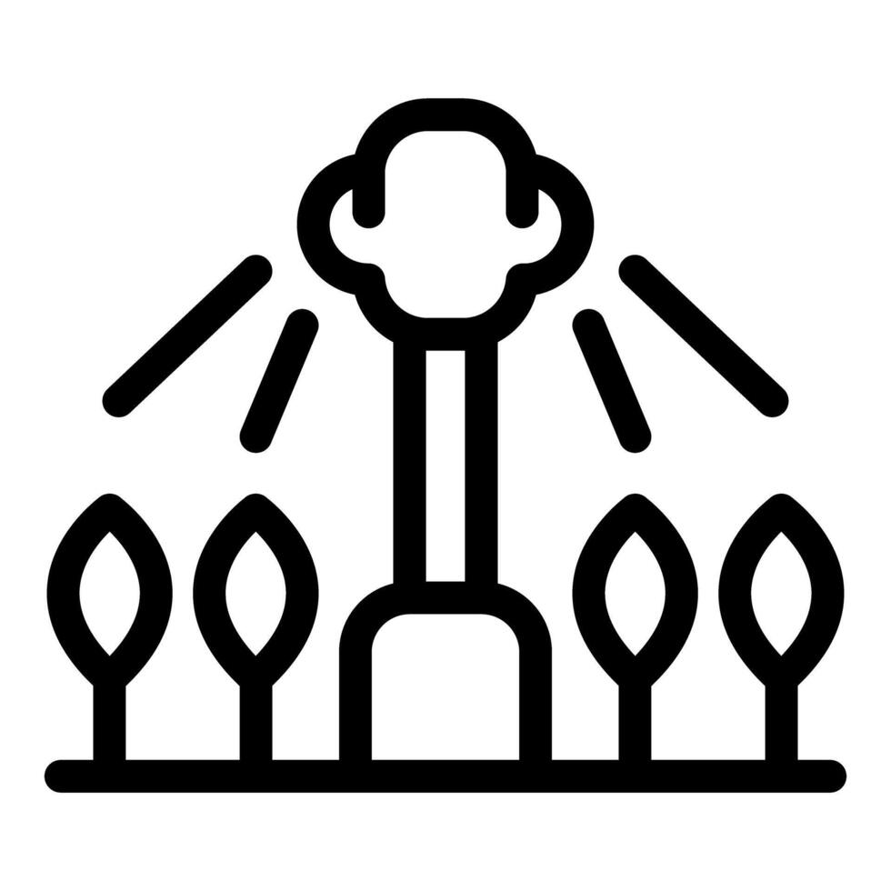 Smart farm technology icon with sprinkler system watering crops vector
