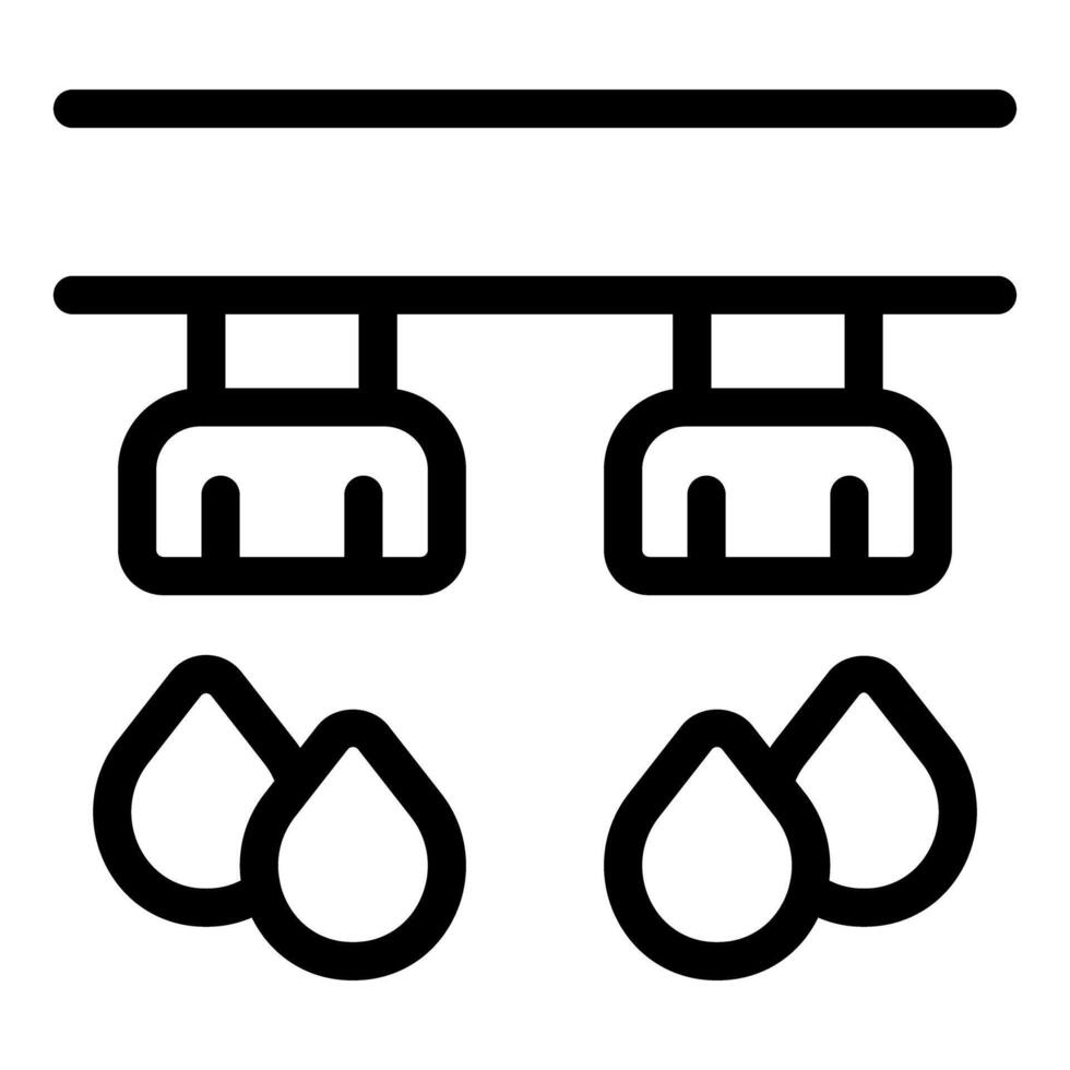 Automated irrigation system delivering water drops to plants, smart farming technology icon vector