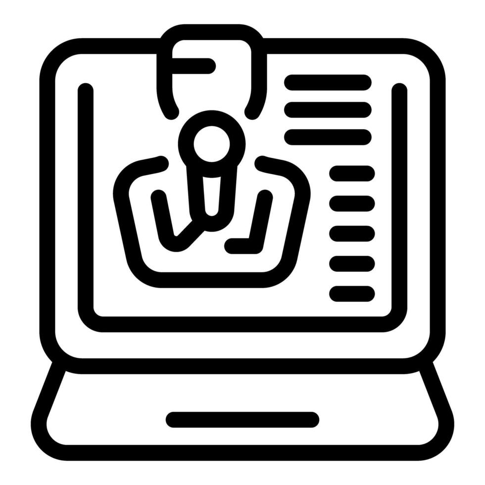 Online karaoke singer performing live on laptop with microphone icon vector