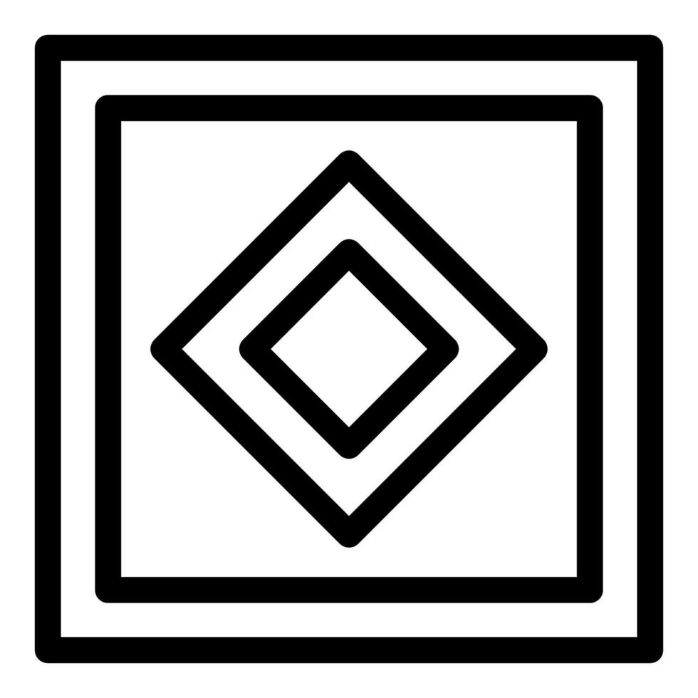 Minimalist black and white diamond shape design element with double border vector