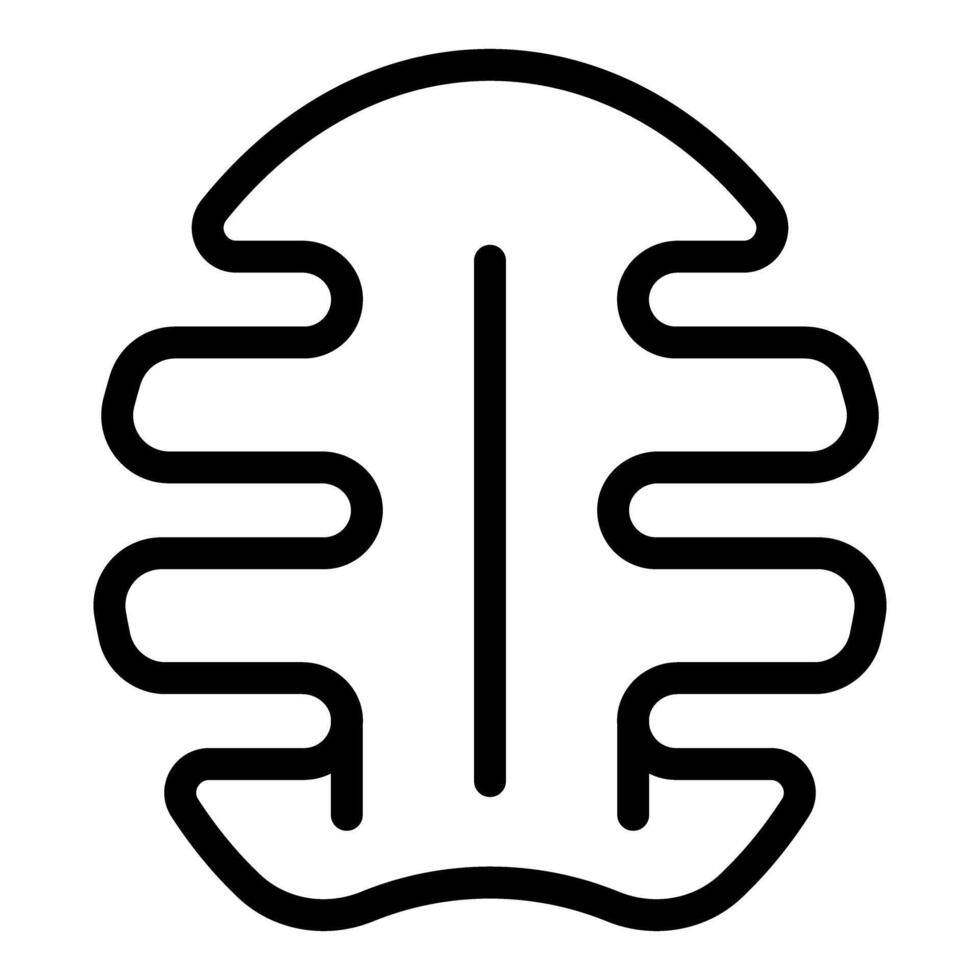 Black outline icon of a human brain showing two hemispheres for medical designs vector