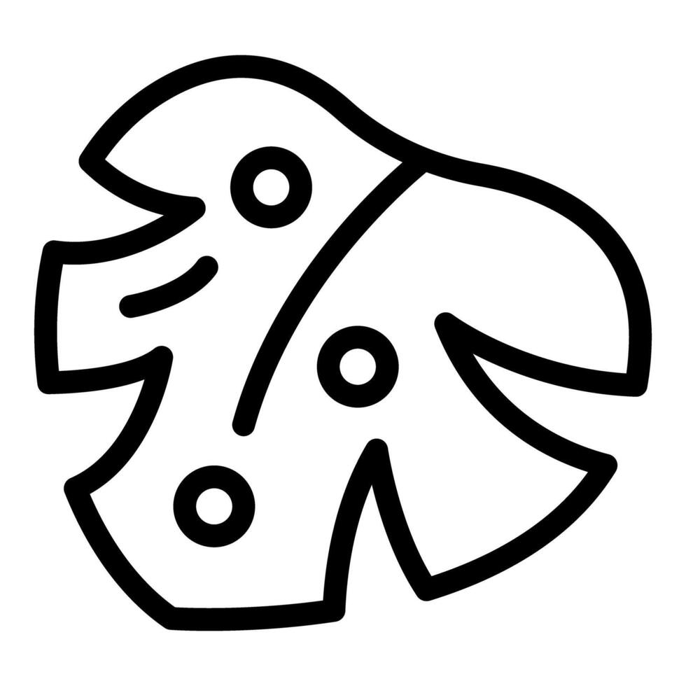 Monstera deliciosa leaf icon representing tropical flora and houseplants vector