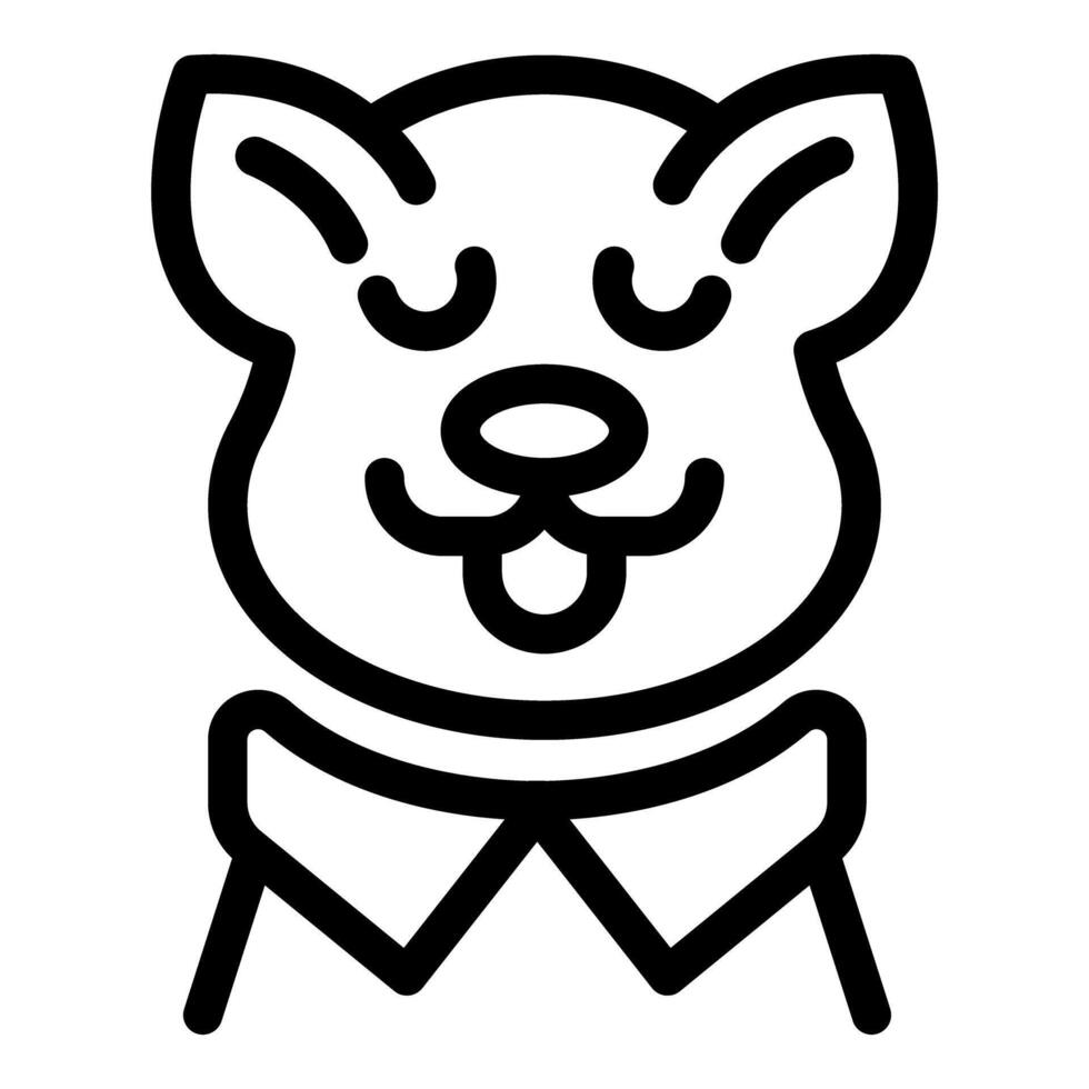 Funny dog wearing collar and sticking out tongue icon lineart vector