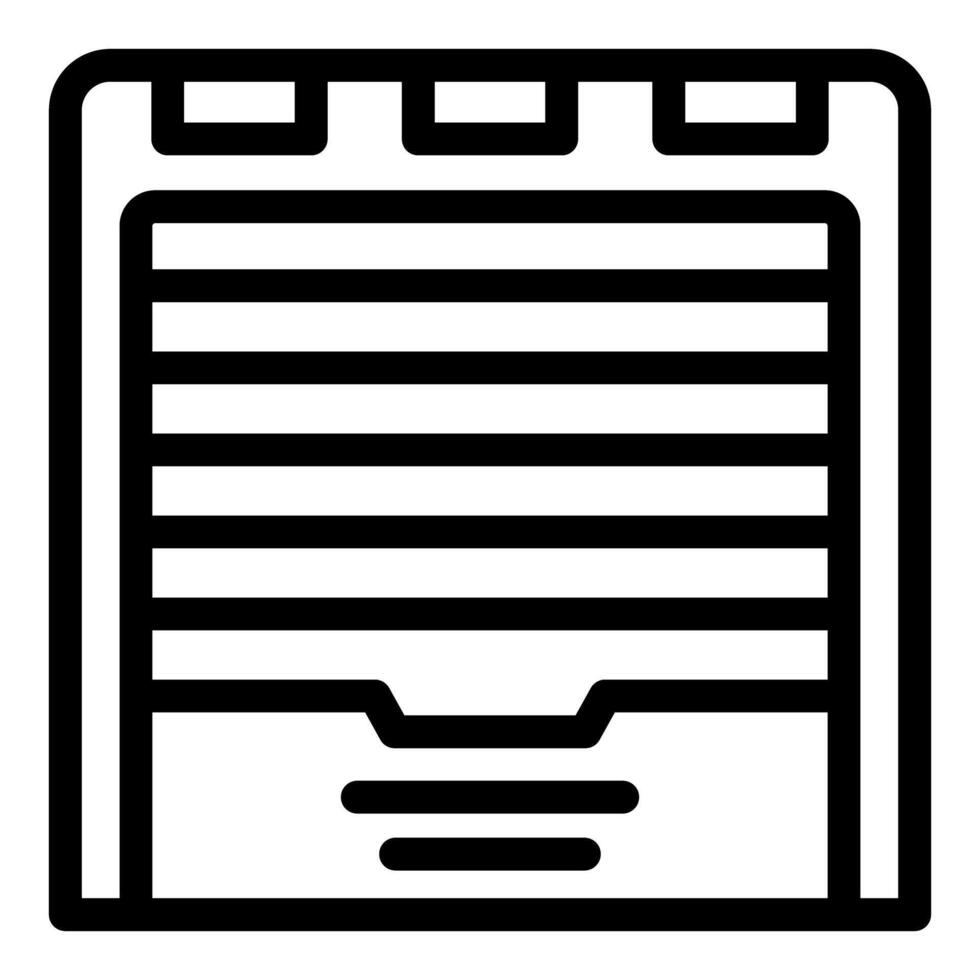 Line icon style illustration of a roll up garage door representing security and protection vector