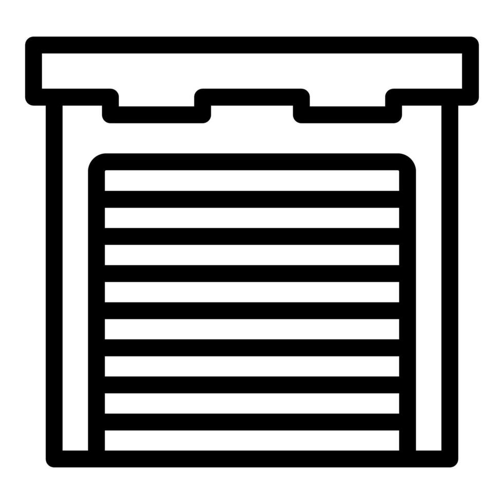 Simple garage door icon with horizontal lines and small roof vector