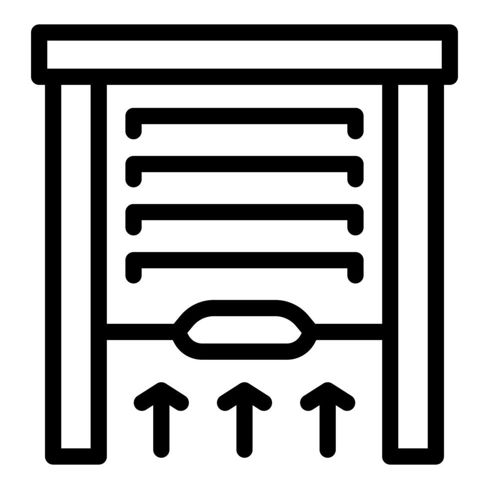 Garage door being opened with automatic remote control system icon vector