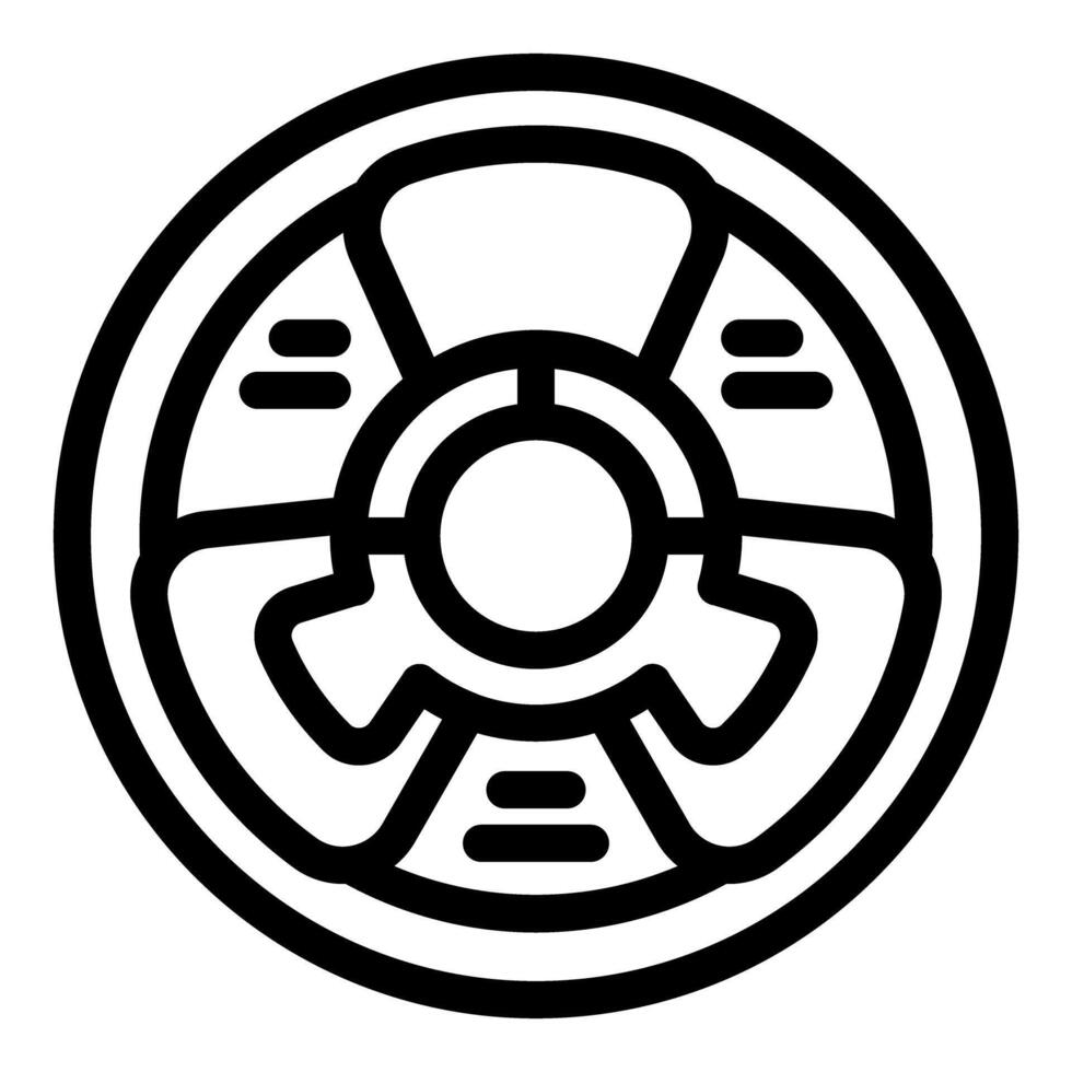 Black outline icon of a steering wheel for driving games and simulators vector