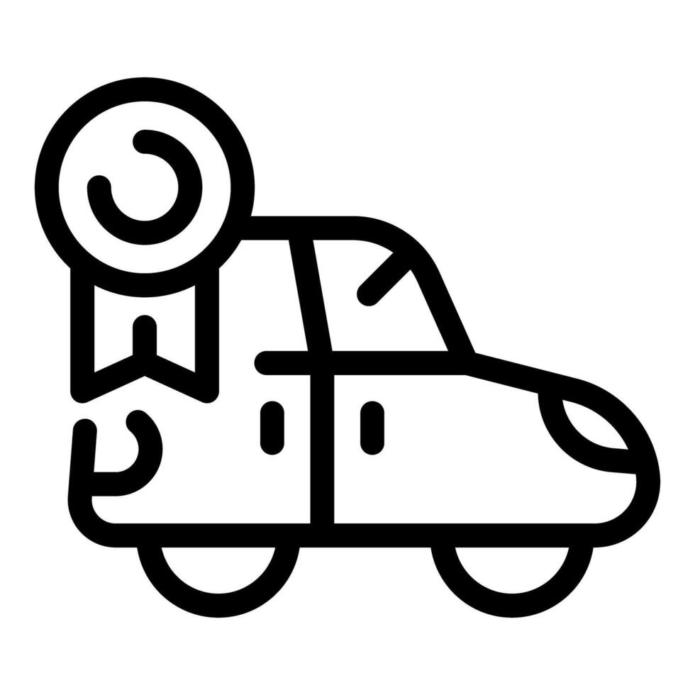Car getting medal award for passing safety test icon vector