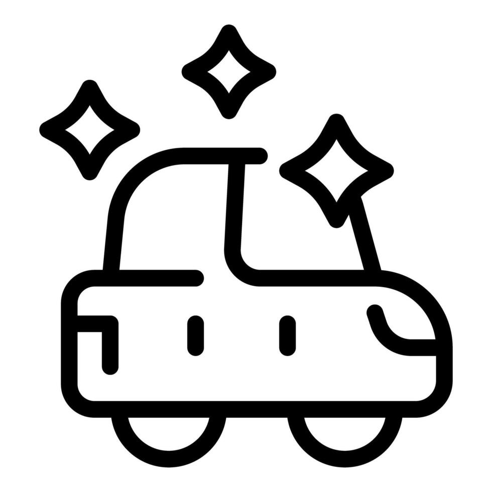 Simple line art icon logo of a car wash with a sparkling clean car vector