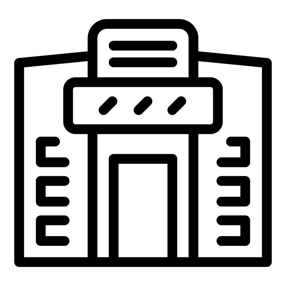 Simple black and white line art illustration of a modern building facade vector