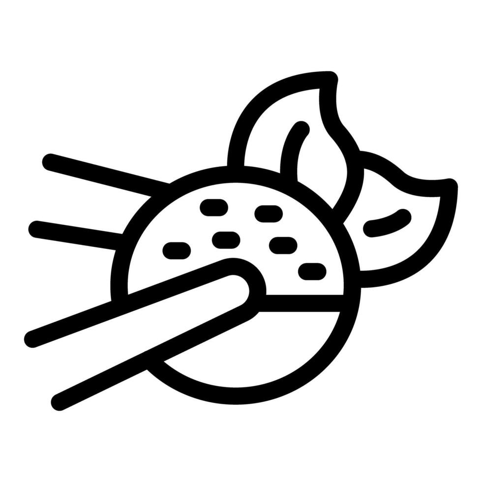 Kiwi fruit being cut with chopsticks minimalist line art icon vector