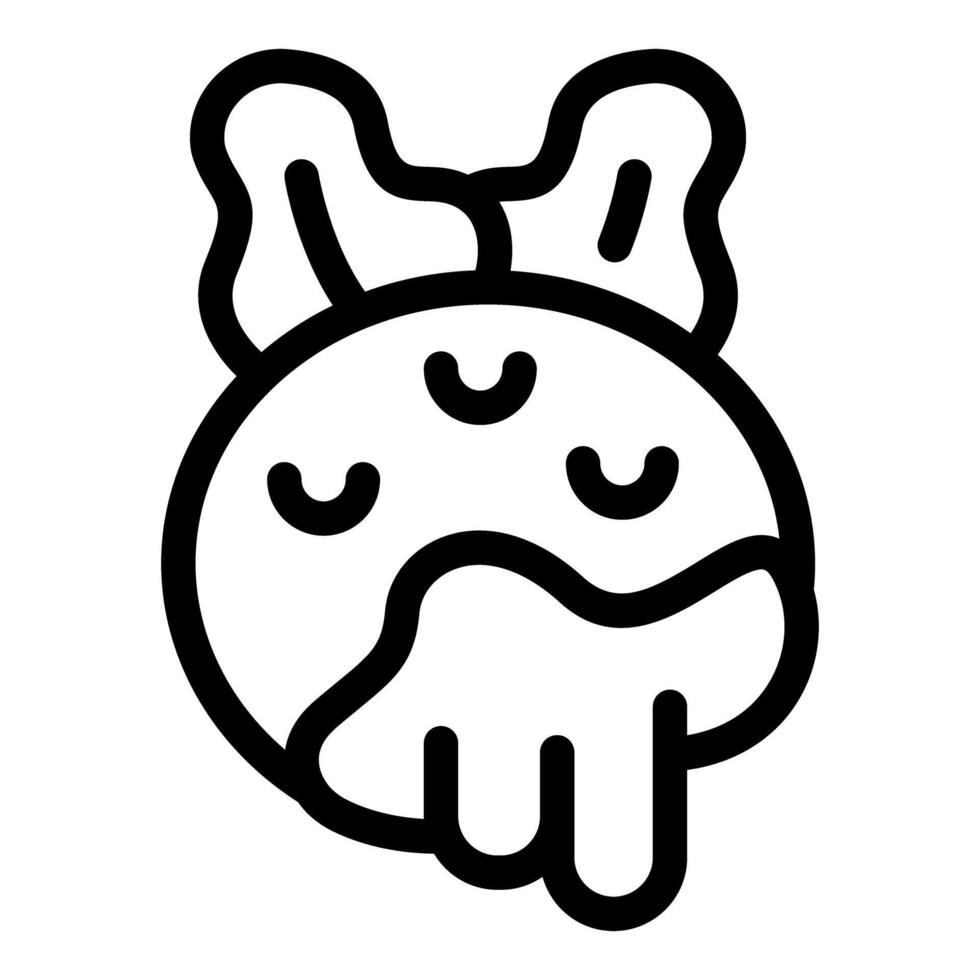 Half melted round chocolate candy with two leaves is smiling vector