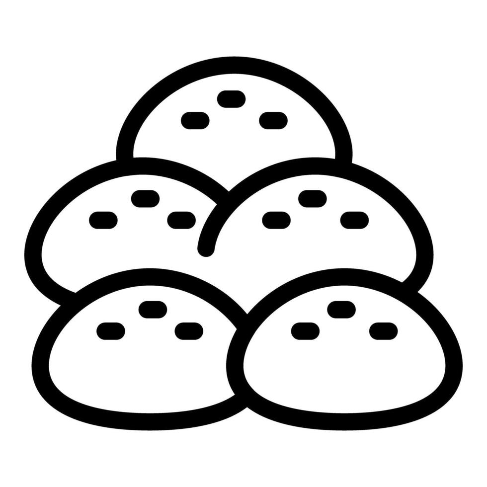 Pile of five freshly baked buns with sesame seeds vector