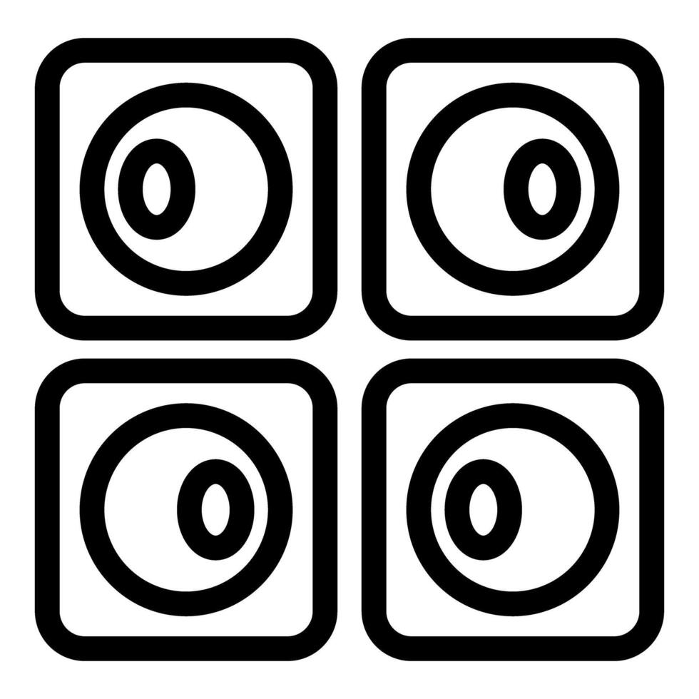 Four square shaped security cameras recording footage vector