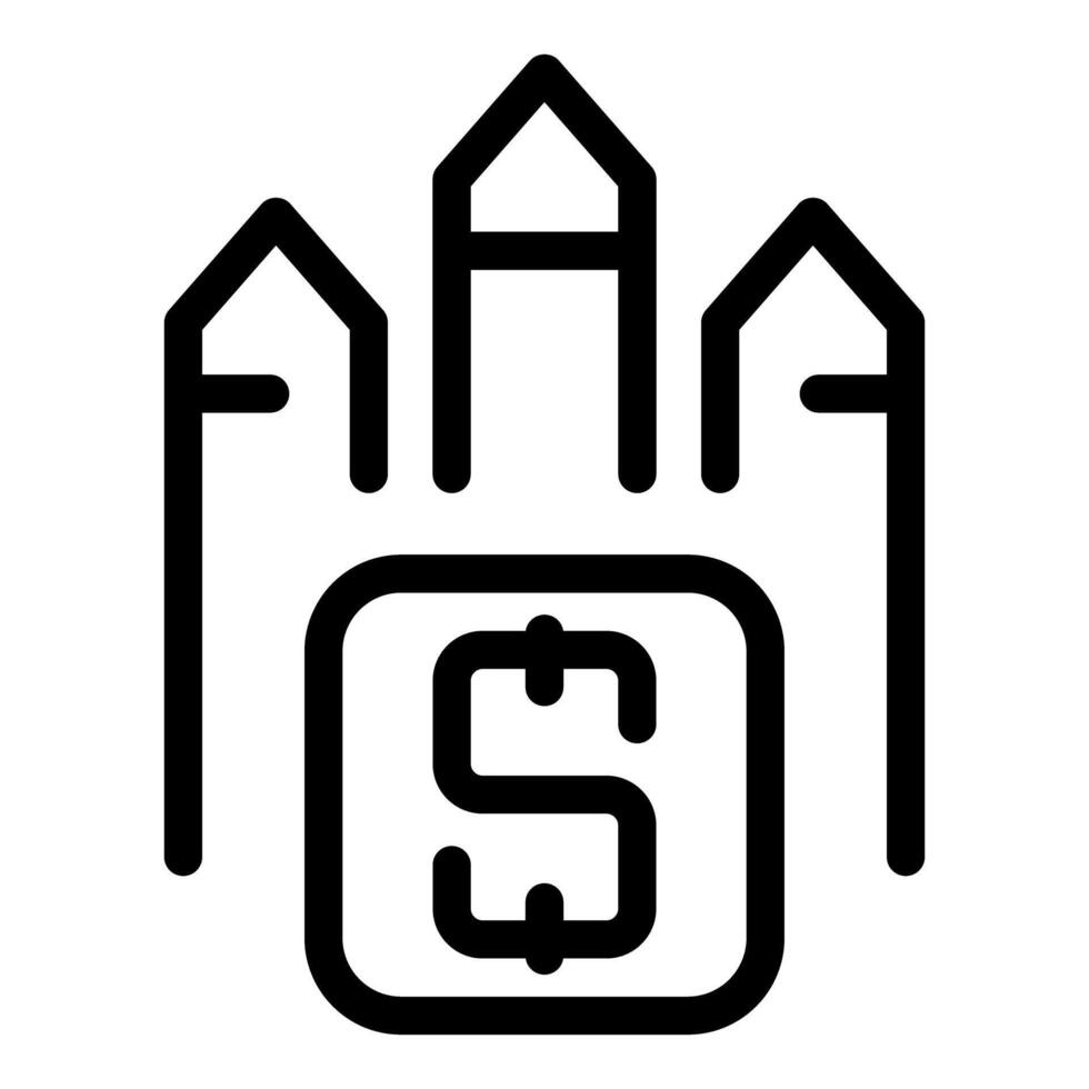 Money growth concept with dollar symbol inside growing buildings icon vector