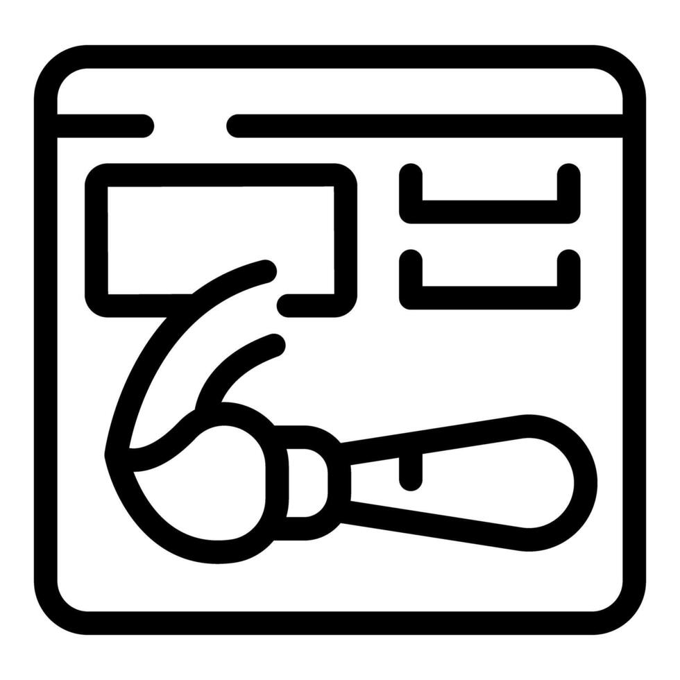 Web design software being used by designer with paint brush tool and website layout vector