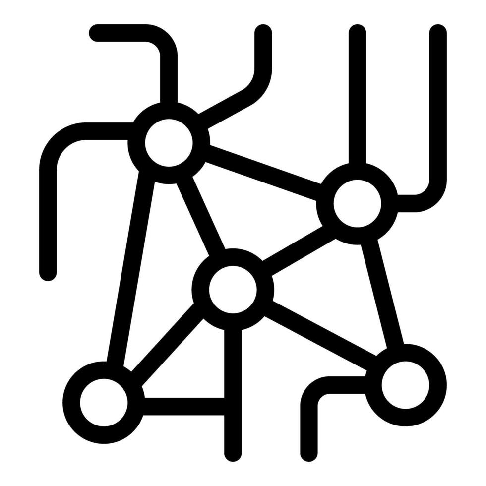 Network structure connecting nodes with lines and circles icon vector