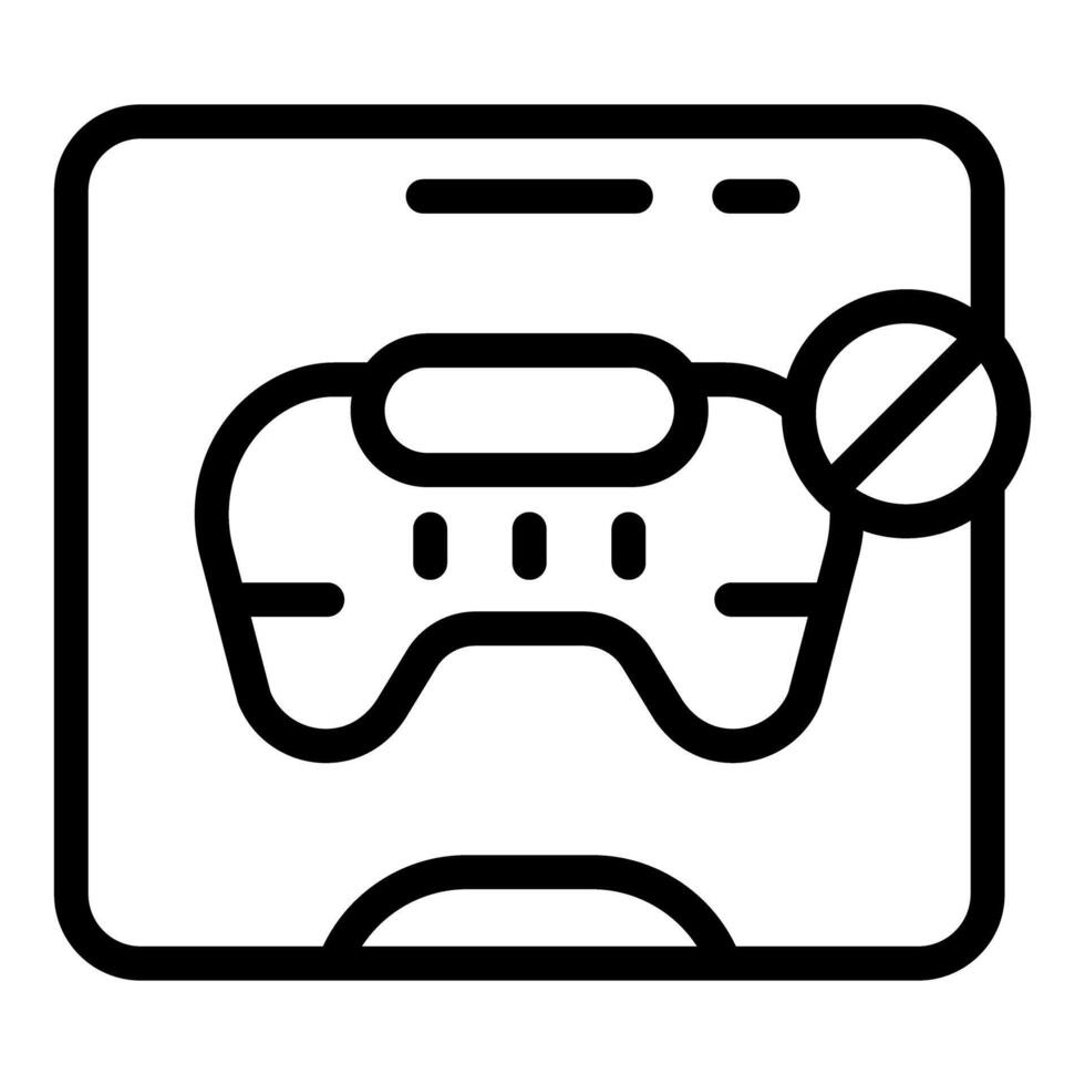 Smartphone displaying no gaming allowed sign, restricting games usage vector