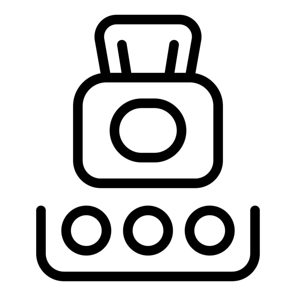 Retro radio standing on a shelf is broadcasting with round buttons for volume and frequency vector