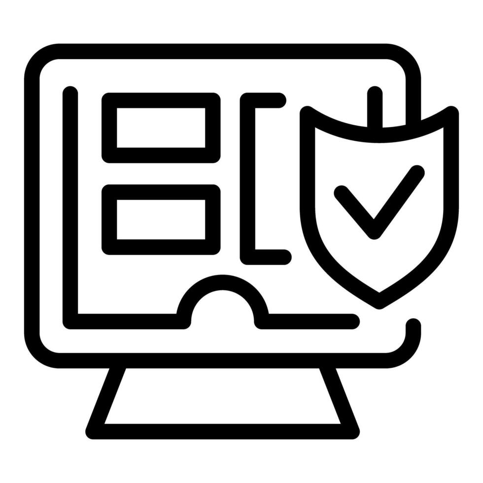Computer security software protecting data with shield icon showing check mark vector