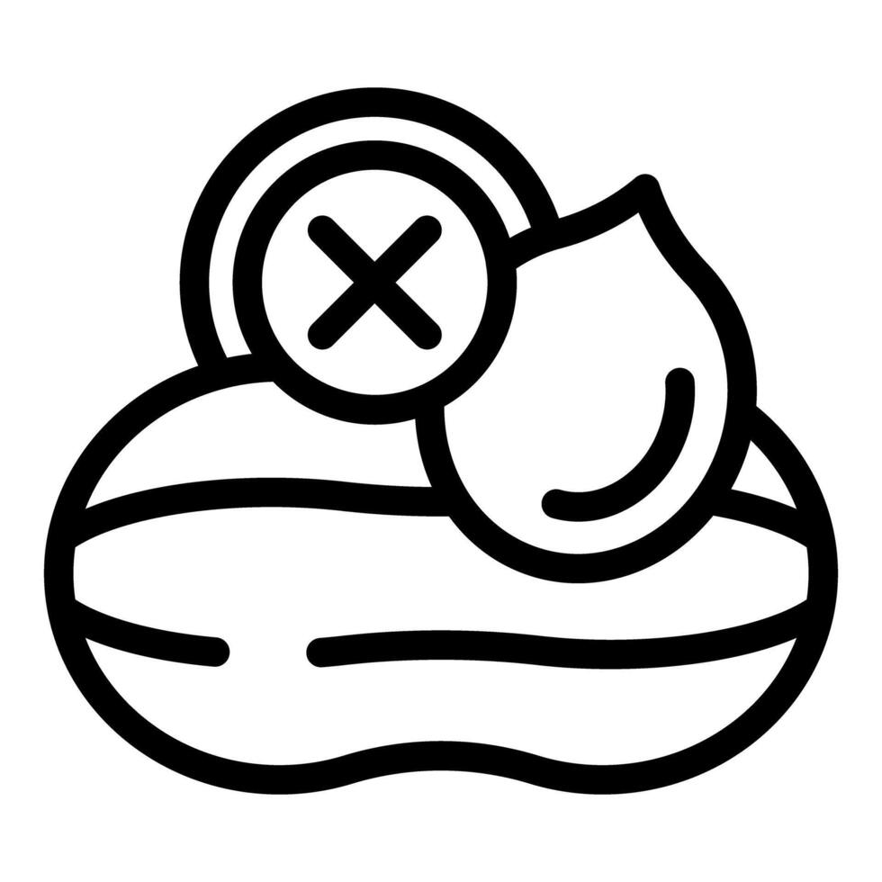 Peanut allergy icon showing prohibition sign over peanut vector