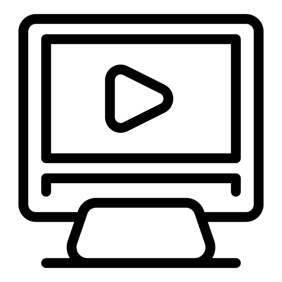 Desktop computer displaying player interface for online streaming and multimedia content vector