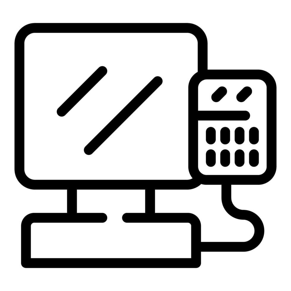 Line art icon of a pos terminal representing digital transactions in retail environments vector