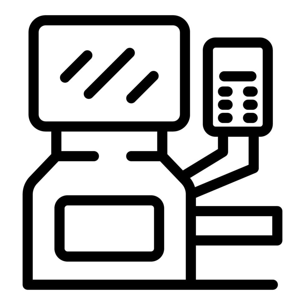 Industrial equipment operating with control panel displaying manufacturing data vector
