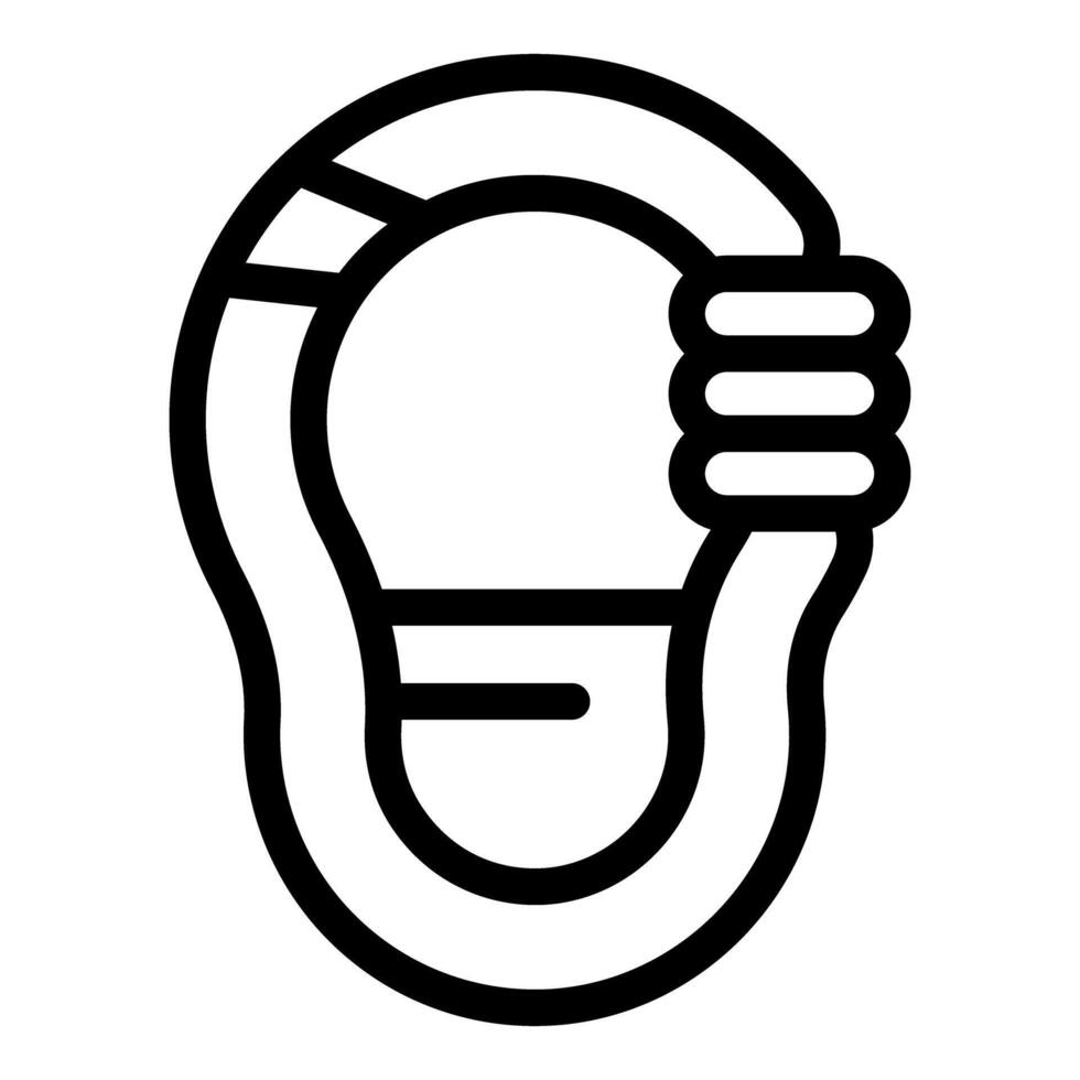Climbing carabiner icon showing mountaineering equipment for safe climbing activities vector