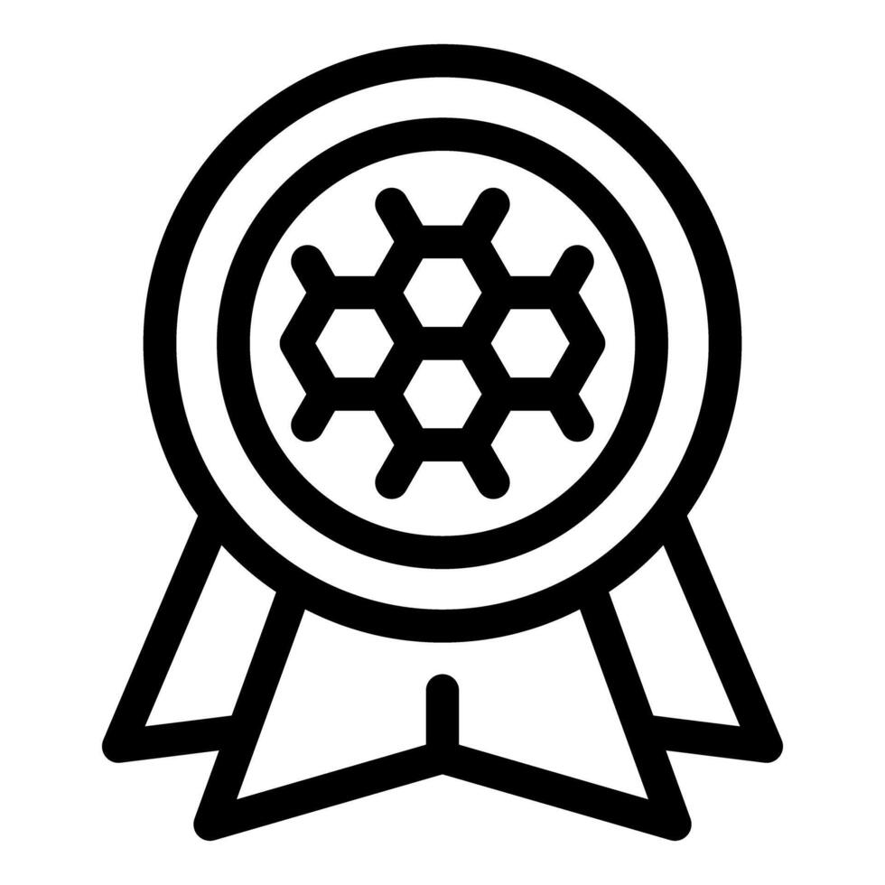 Round award ribbon featuring honeycomb pattern symbolizing achievement in innovation and teamwork vector
