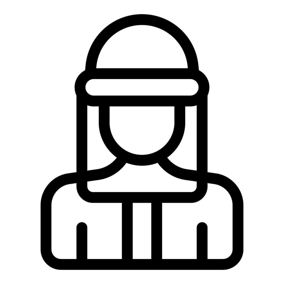 Line art icon of a female beekeeper wearing protective clothing vector